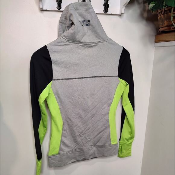 VS PINK Ultimate High Neck Pullover Gray Neon Green Color Block Sweater Size XS - Picture 6 of 9
